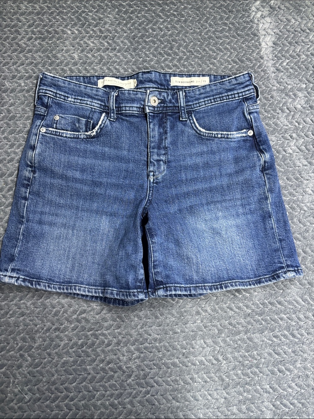 Pilcro and the Letterpress Blue Denim Slim Boyfriend Jean Shorts